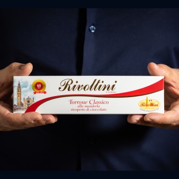 Torrone classico alla mandorla ricoperto al cioccolato - 100gr