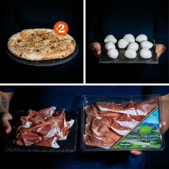 Mozzarella and ham pizza - 2 pizza bases kit Italy Bite - 1