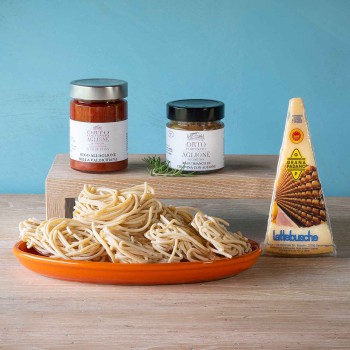 Pici-Nudeln mit Aglione-Knoblauch ohne und mit Tomatensoße Italy Bite - 1