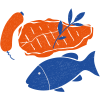 Fleisch und Fisch